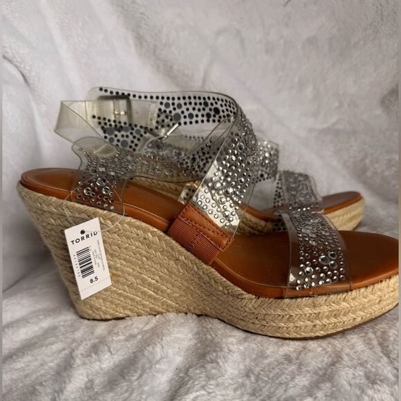 Torrid Silver Metallic Wedge Sandals with Espadrille Heel - Picture 3 of 5